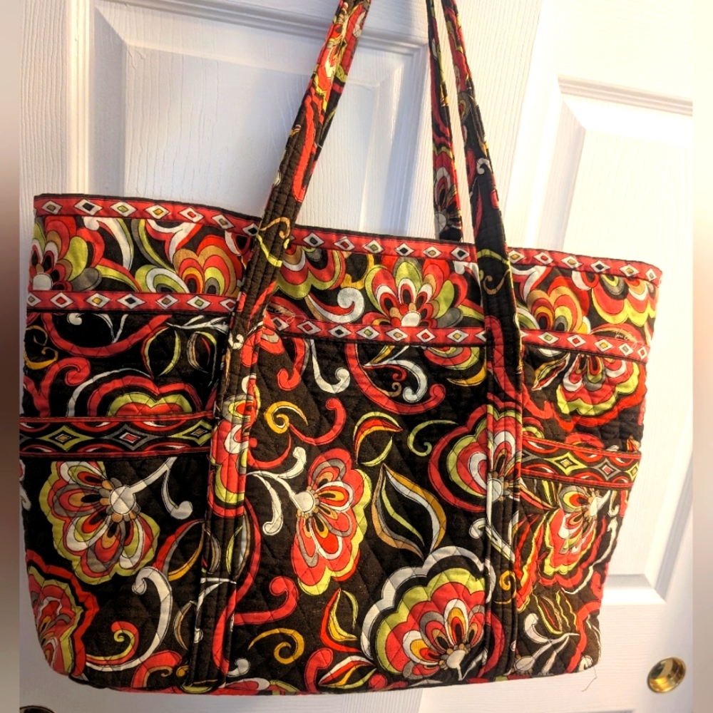 Vera Bradley Paisley tote, red, yellow, brown